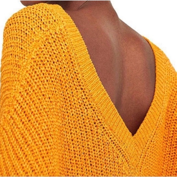 Zara Mustard Yellow v-neck sweater - Picture 3 of 8